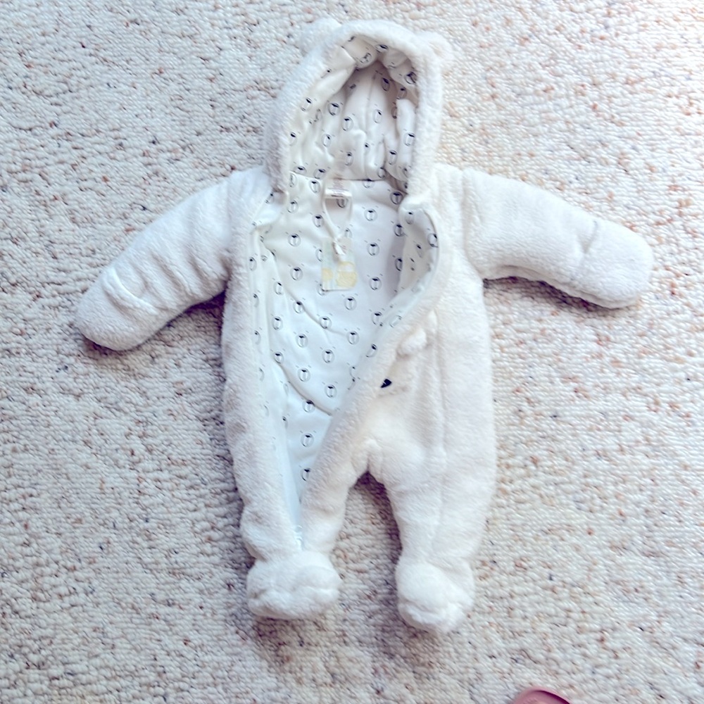 Baby Zip Up Polar Bear Fleece Hoodie One Piece NWT - Picture 3 of 4